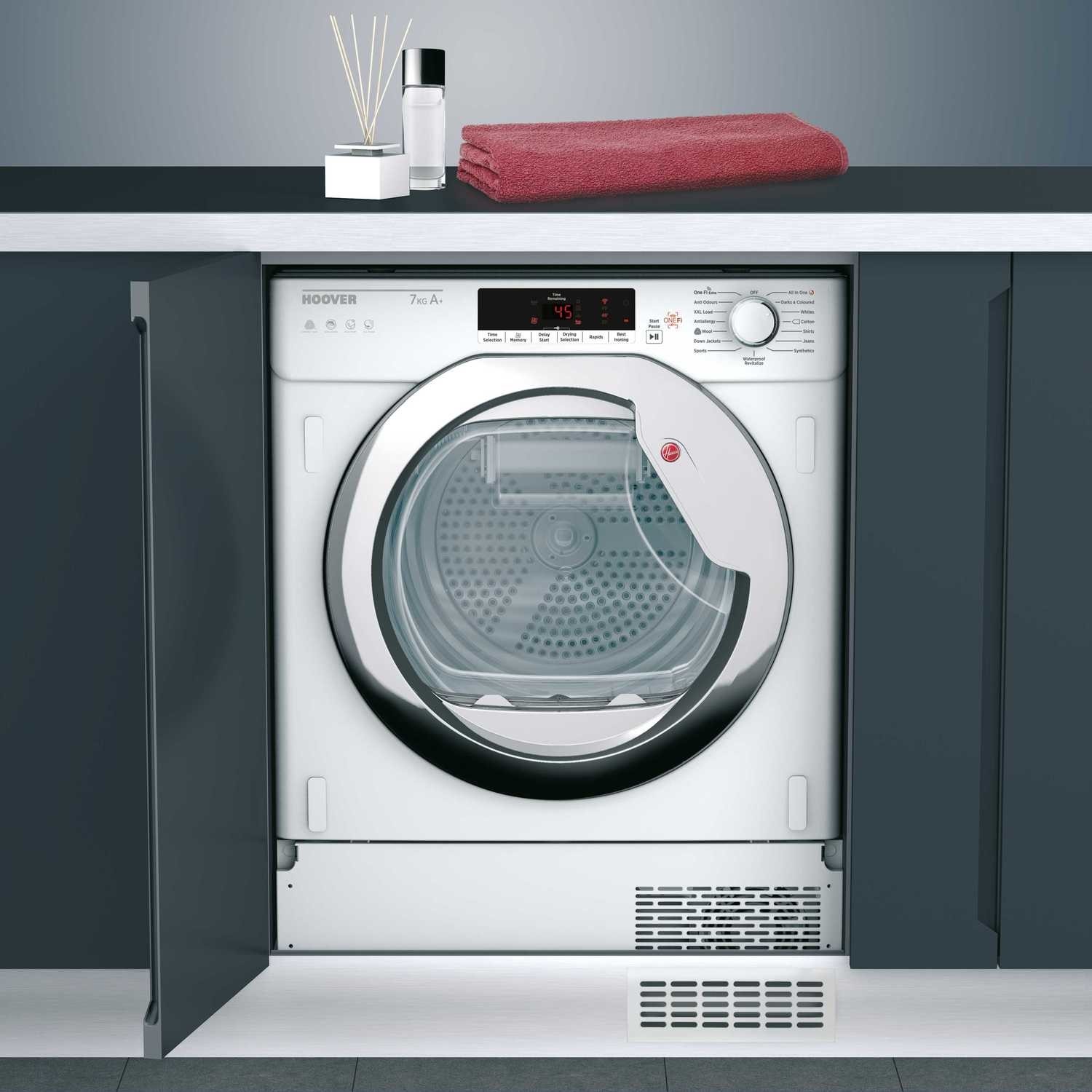 Refurbished Hoover BATDH7A1TCE-80 Integrated Heat Pump 7KG Tumble Dryer Black