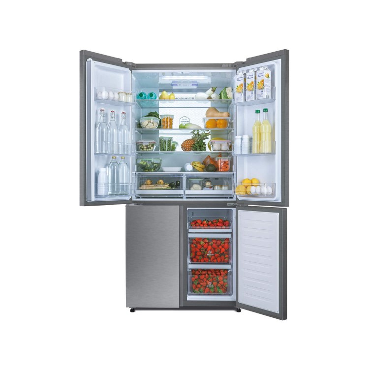 GRADE A3 - Haier HTF-452DM7 Four Door American Fridge Freezer Stainless Steel