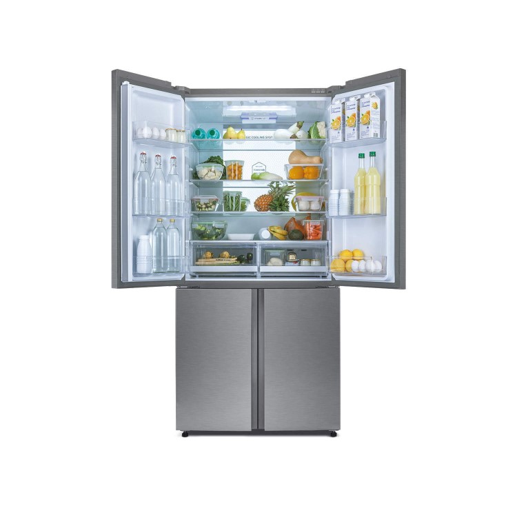 GRADE A3 - Haier HTF-452DM7 Four Door American Fridge Freezer Stainless Steel