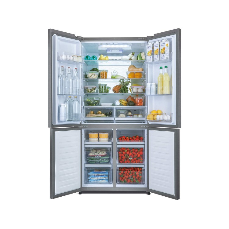 GRADE A3 - Haier HTF-452DM7 Four Door American Fridge Freezer Stainless Steel