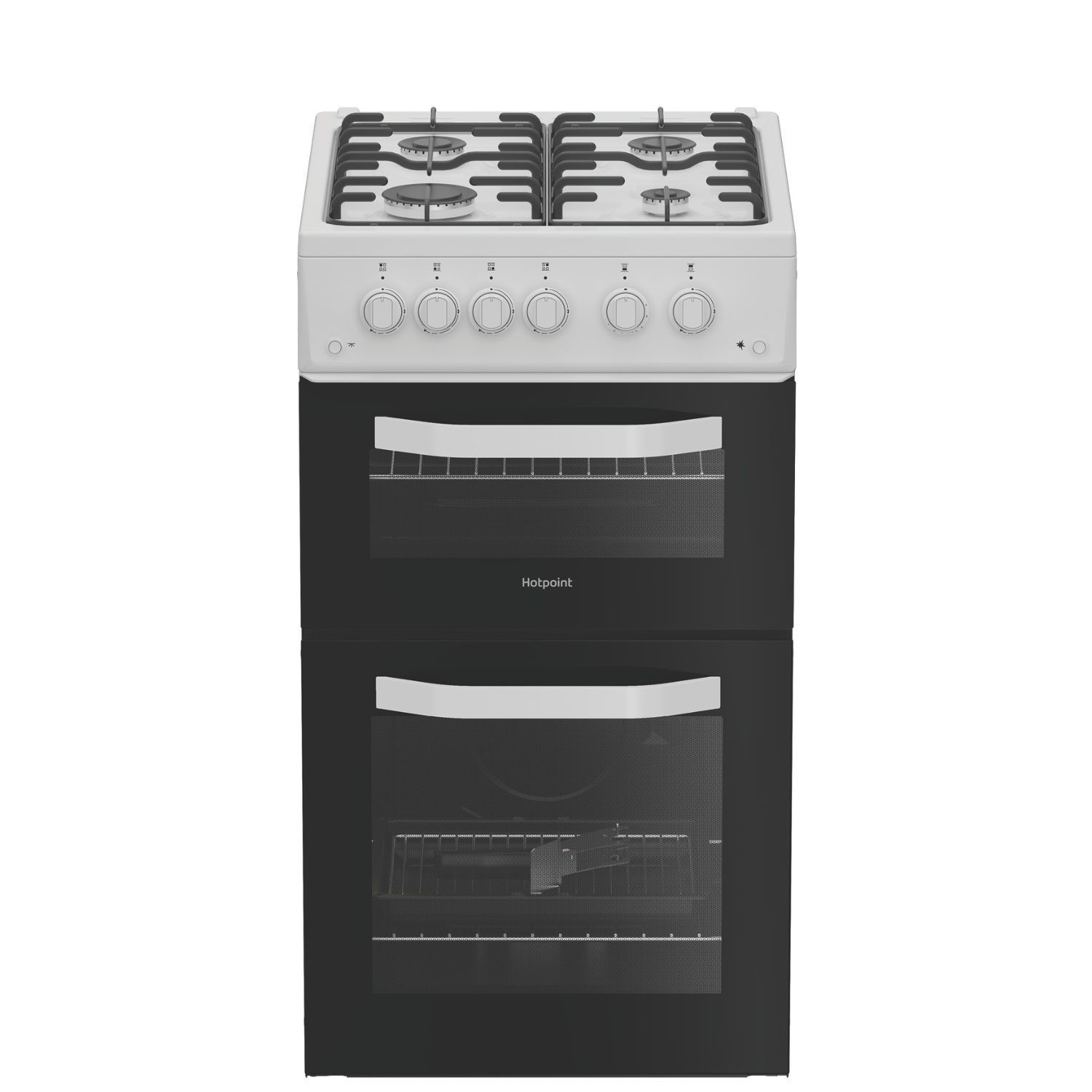 Hotpoint HTG5GCW 50cm Twin Cavity Gas Cooker in White 59L