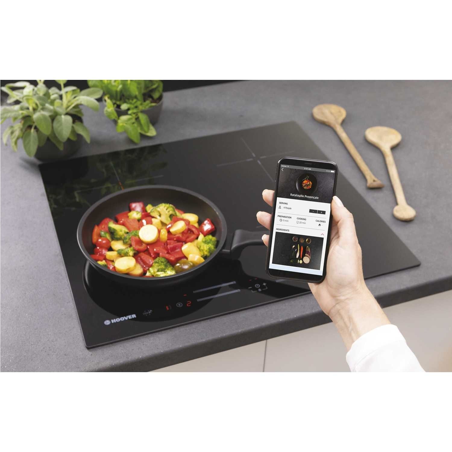 Hoover HTPSJ644MCWIFI HHOB 700 60cm Touch Control Four Zone Induction Hob With FlexZone Black