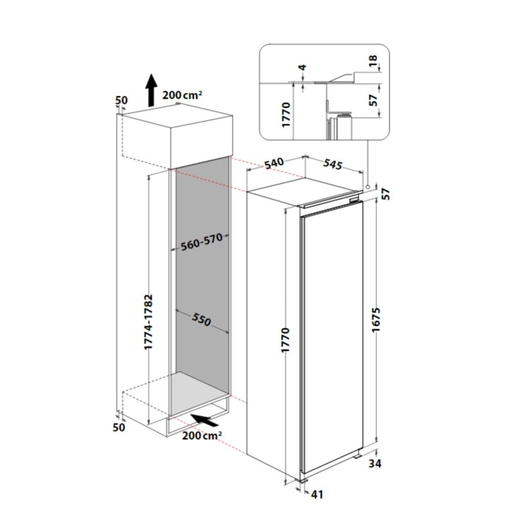 GRADE A1 - Hotpoint 318 Litre Integrated In-Column Fridge