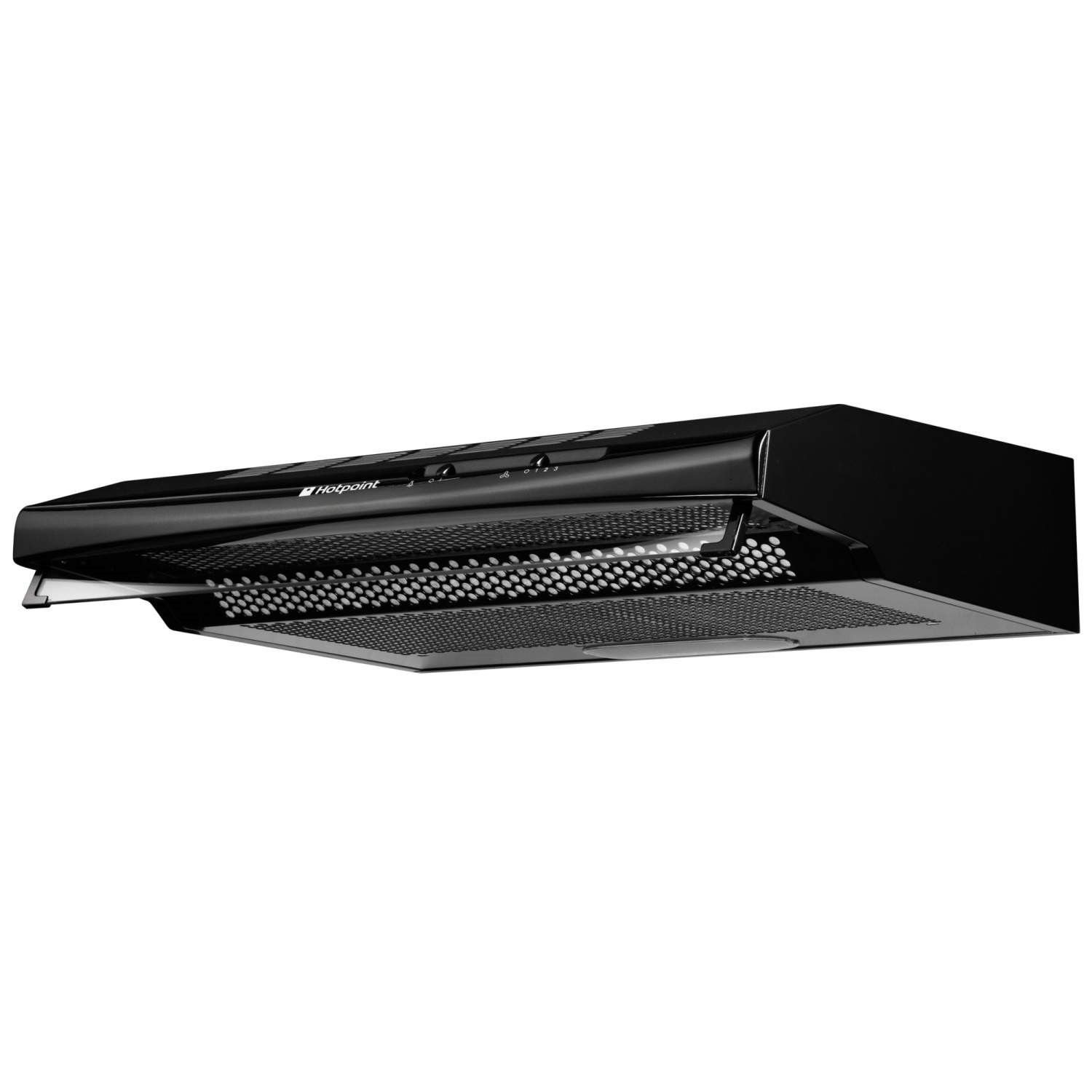 Hotpoint HTV10K 60cm Conventional Cooker Hood Black Appliances Direct