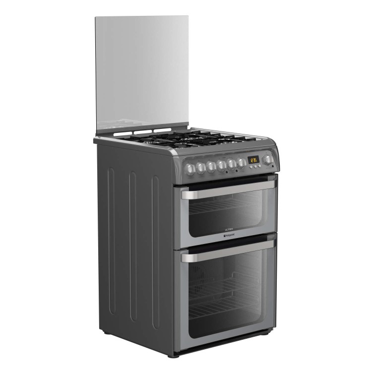 GRADE A1 - Hotpoint HUD61GS Ultima 60cm Double Oven Dual Fuel Cooker - Graphite