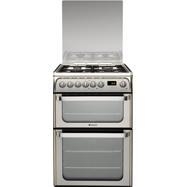 GRADE A1 - Hotpoint HUD61XS Ultima 60cm Double Oven Dual Fuel Cooker - Stainless Steel