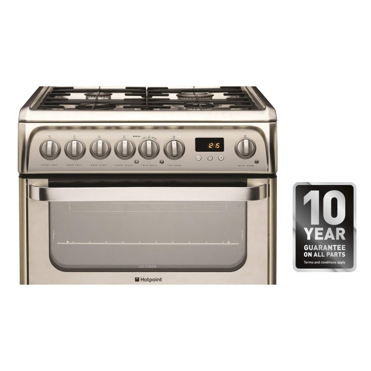 Hotpoint HUD61XS Ultima 60cm Double Oven Dual Fuel Cooker - Stainless Steel