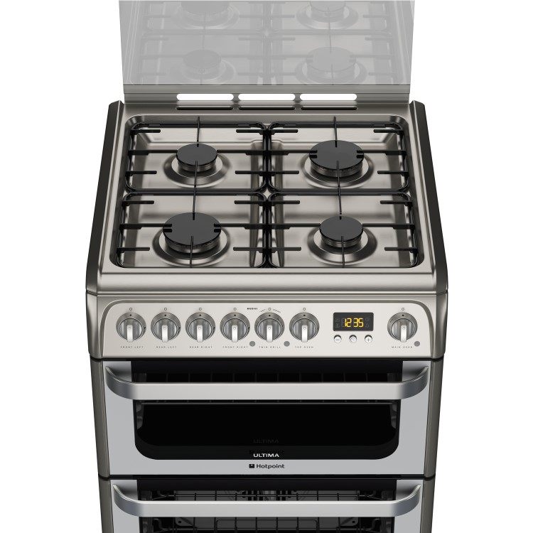 Hotpoint HUD61XS Ultima 60cm Double Oven Dual Fuel Cooker - Stainless Steel