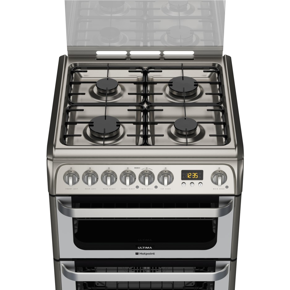Hotpoint HUD61XS Ultima 60cm Double Oven Dual Fuel Cooker Stainless
