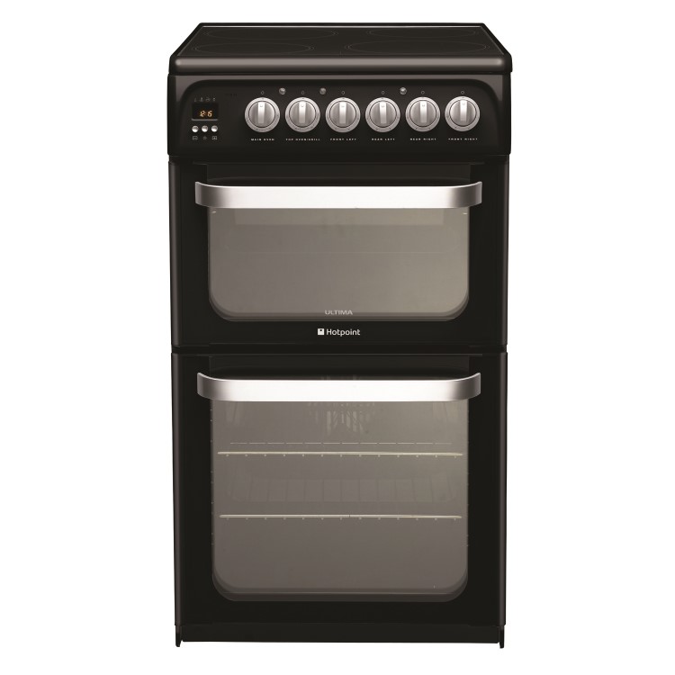 Hotpoint HUE52KS 50cm Double Oven Electric Cooker With Ceramic Hob - Black