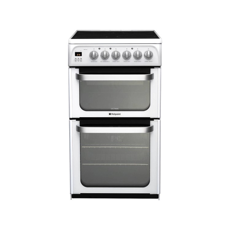 Hotpoint HUE52PS 50cm Double Oven Electric Cooker With Ceramic Hob - White