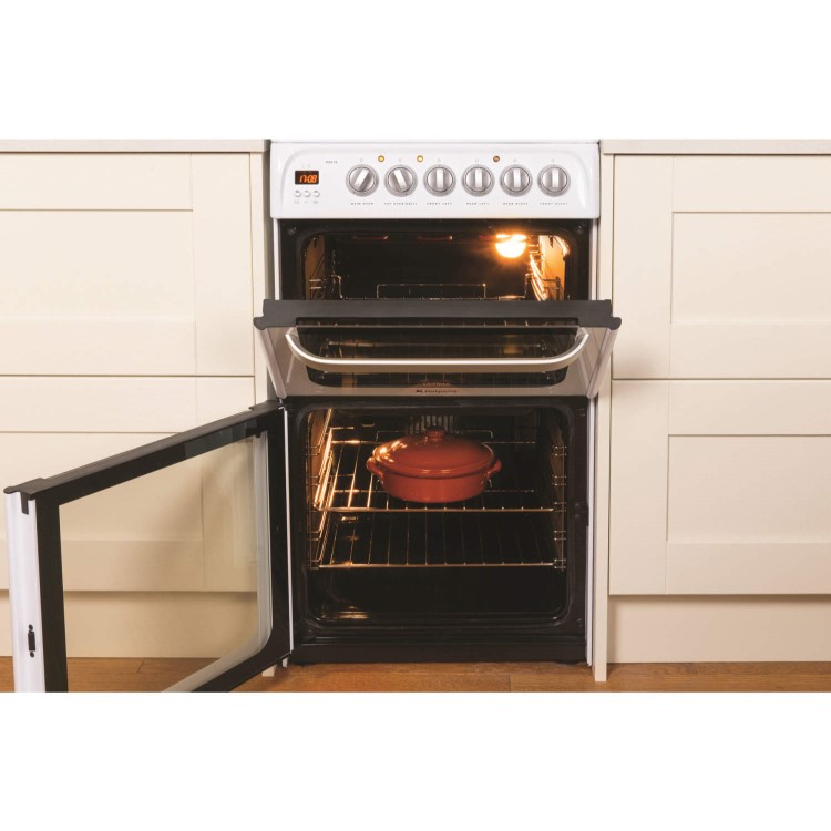 Hotpoint HUE52PS 50cm Double Oven Electric Cooker With Ceramic Hob - White