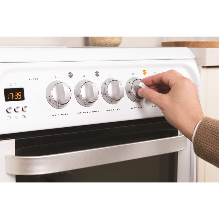 Hotpoint HUE52PS 50cm Double Oven Electric Cooker With Ceramic Hob - White