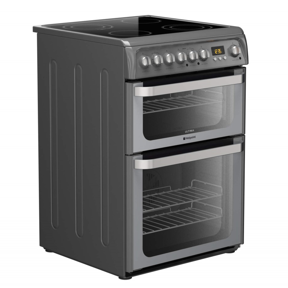 HOTPOINT HUE61G Ultima 60cm Double Oven Electric Cooker - Graphite
