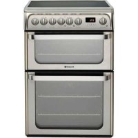 Hotpoint Ultima 60cm Double Oven Electric Cooker with Ceramic Hob - Stainless Steel