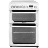 Hotpoint HUE62PS Ultima 60cm Double Oven Multifunction Electric Cooker with Ceramic Hob - White