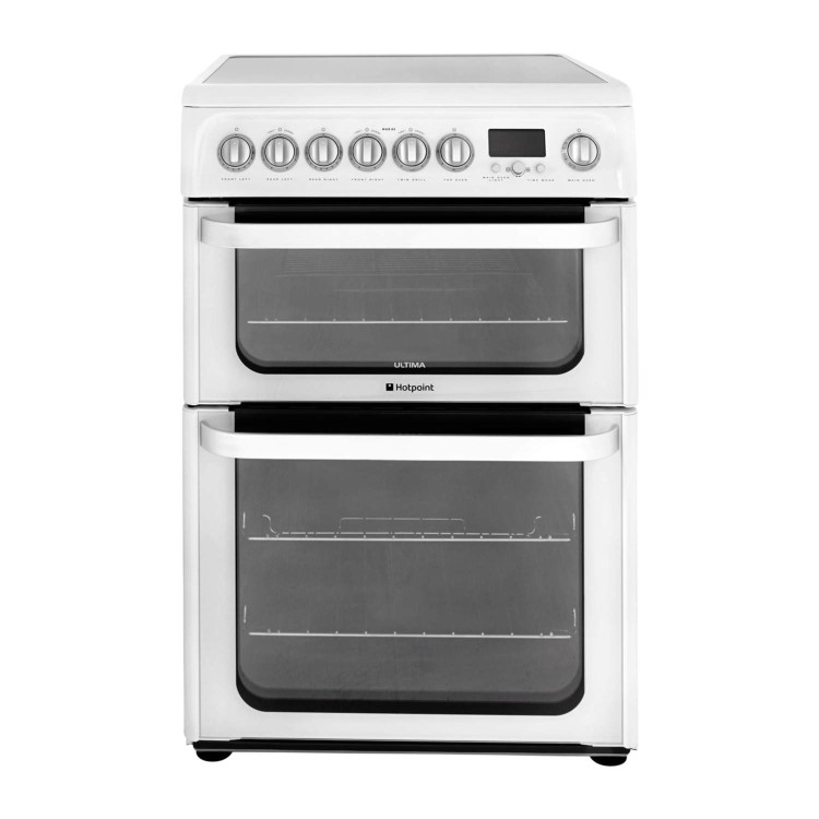 Hotpoint HUE62PS Ultima 60cm Double Oven Multifunction Electric Cooker with Ceramic Hob - White