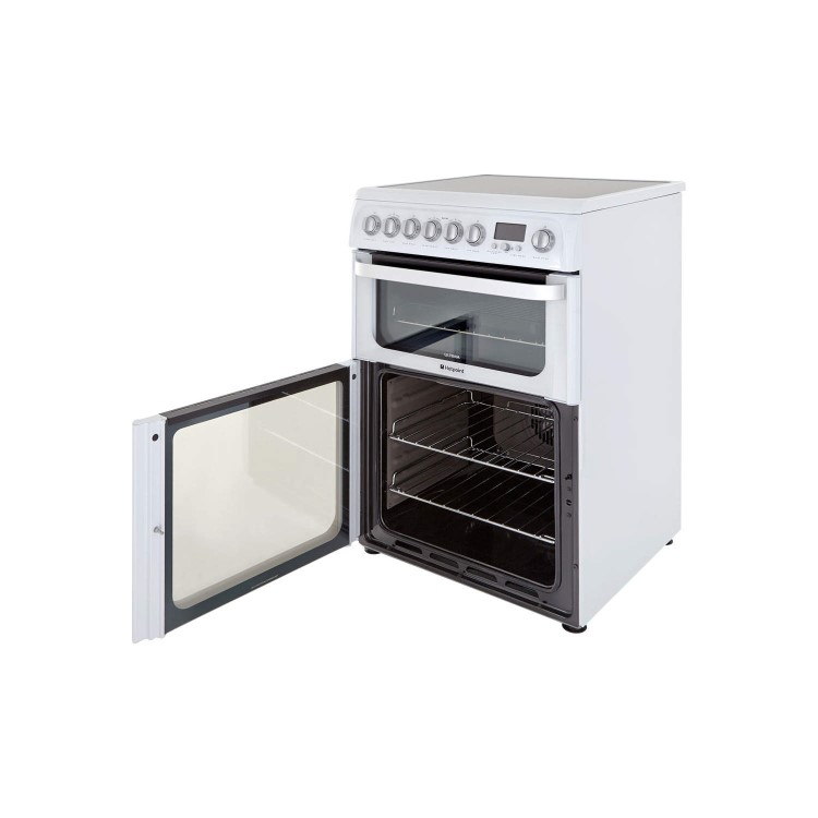 Hotpoint HUE62PS Ultima 60cm Double Oven Multifunction Electric Cooker with Ceramic Hob - White