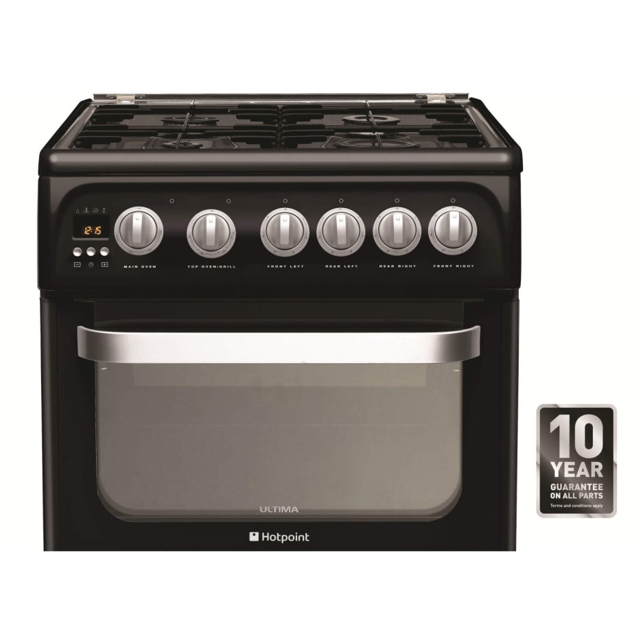 Hotpoint HUG52K Ultima 50cm Double Oven Gas Cooker in Black Appliances Direct
