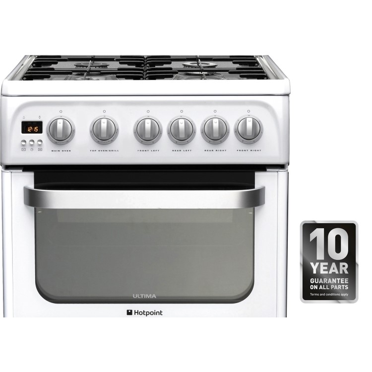 Hotpoint HUG52P Ultima 50cm Double Oven Gas Cooker in White