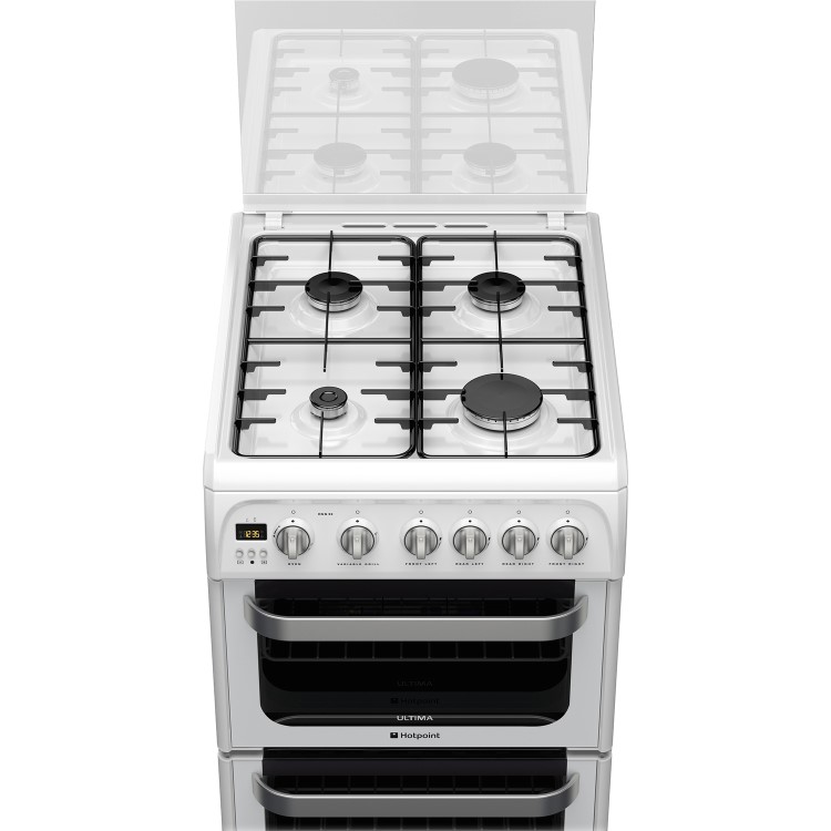 Hotpoint HUG52P Ultima 50cm Double Oven Gas Cooker in White