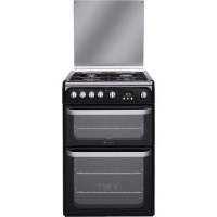 Refurbished Hotpoint Ultima HUG61K 60cm Double Oven Gas Cooker Black
