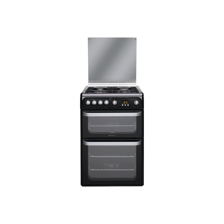 Refurbished Hotpoint Ultima HUG61K 60cm Double Oven Gas Cooker Black