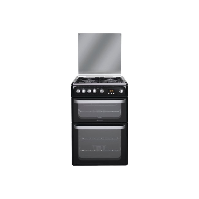 GRADE A2 - Hotpoint HUG61K Ultima 60cm Double Oven Gas Cooker - Black