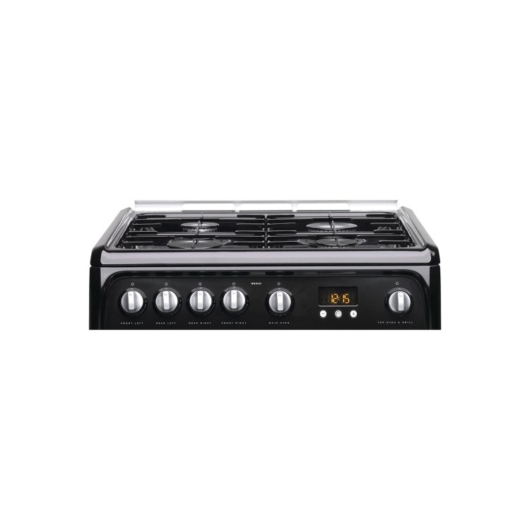 Refurbished Hotpoint Ultima HUG61K 60cm Double Oven Gas Cooker Black