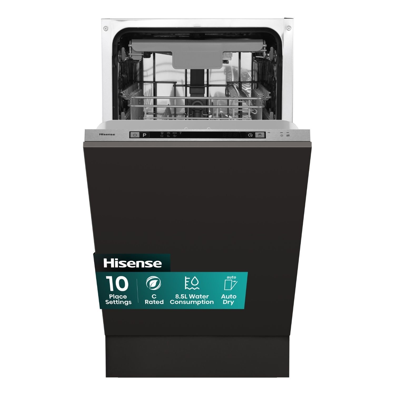 Integrated Slimline Dishwasher Auto Dry C Rated control panel