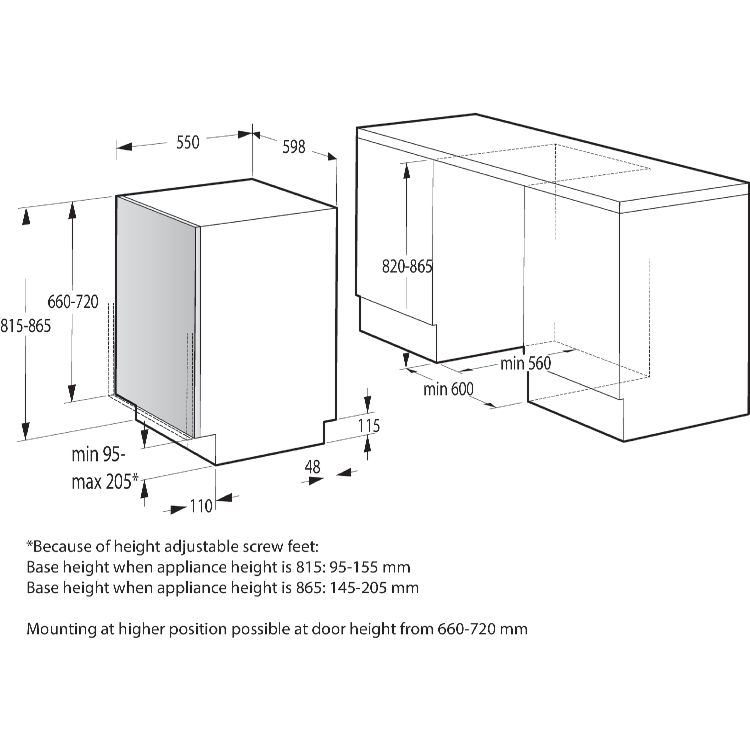 Hisense Auto Dry Integrated Dishwasher - Silver - D-Rated, Silver control panel