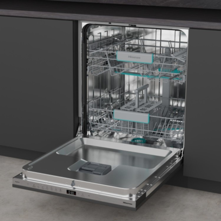 Hisense Fully Integrated Dishwasher -  Auto Dry, C-Rated, Silver control panel
