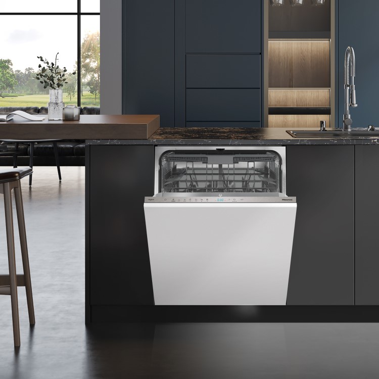 Hisense Hygiene Integrated Dishwasher - Stainless Steel - D-Rated, Silver control panel