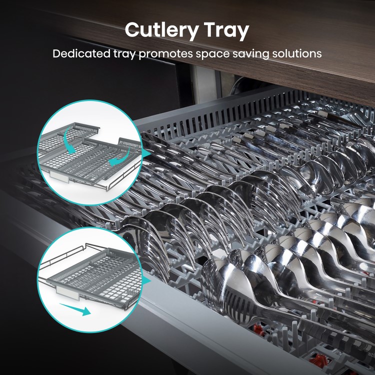 Hisense Hygiene Integrated Dishwasher - Stainless Steel - D-Rated, Silver control panel