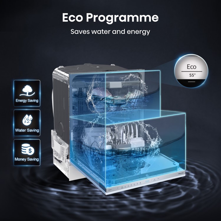 Hisense Hygiene Integrated Dishwasher - Stainless Steel - D-Rated, Silver control panel