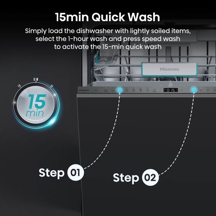 Hisense Integrated Dishwasher - Smart Wi-Fi A-Rated Silver control panel