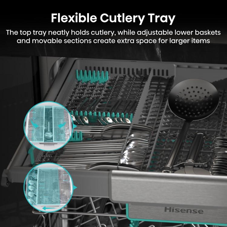Hisense Integrated Dishwasher - Smart Wi-Fi A-Rated Silver control panel