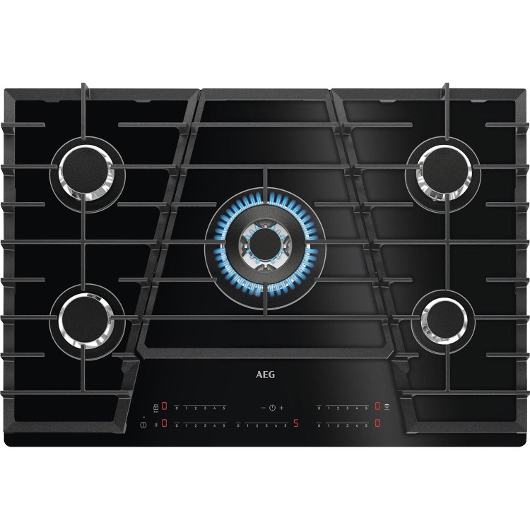 AEG 75cm 5 Burner Gas-on-Glass Hob - Black
