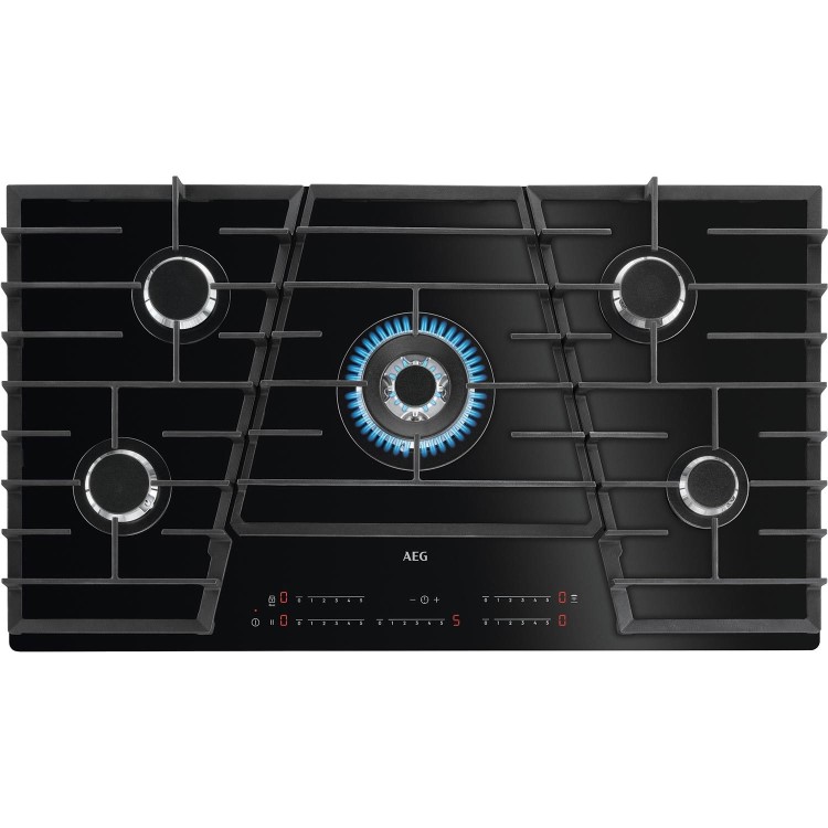 AEG 9000 Series 90cm 5 Burner Gas-on-Glass Hob - Black
