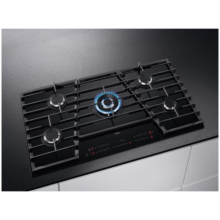 AEG 9000 Series 90cm 5 Burner Gas-on-Glass Hob - Black