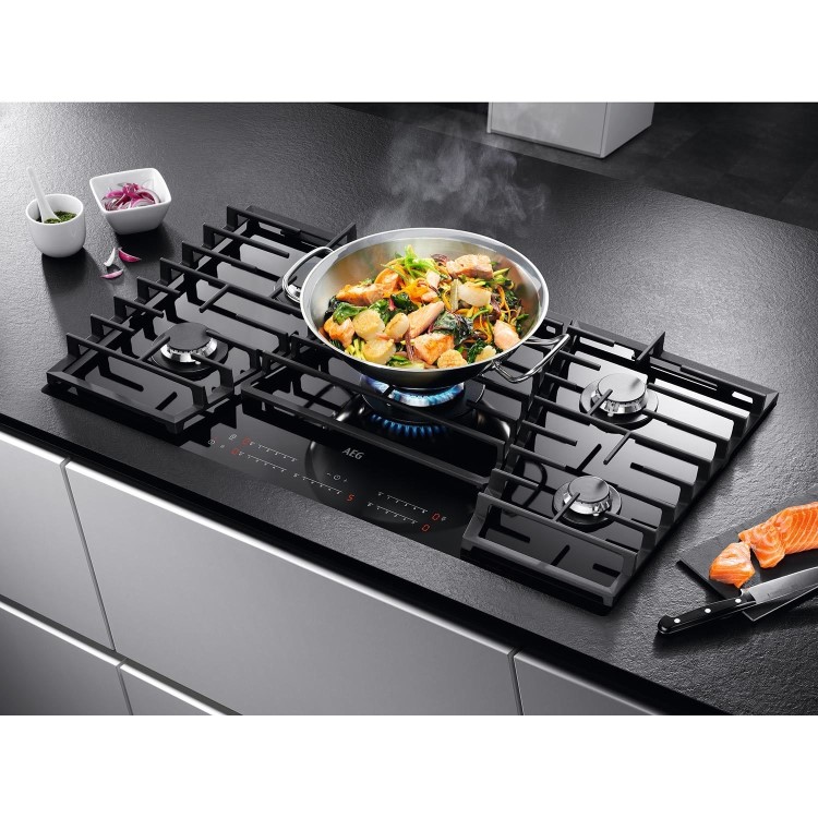 AEG 9000 Series 90cm 5 Burner Gas-on-Glass Hob - Black