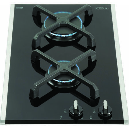 CDA HVG32SS Domino Two Burner Gas-on-glass Hob Black