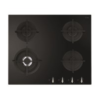 CDA HVG671BL 60cm 4 burner gas on glass hob - wok burner - front control - Black