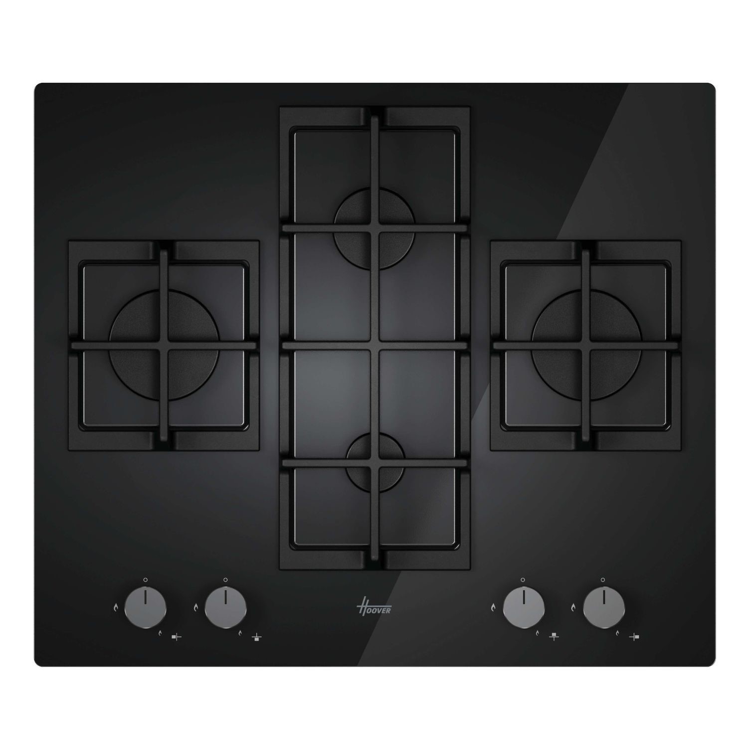 Hoover HVG6DK3B 60cm Gas on Glass 4 Burner Gas Hob - Black