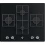 Refurbished Hoover HVG6DK3B H-HOB 300 60cm 4 Burner Gas Hob With Cast Iron Pan Stands Black Glass