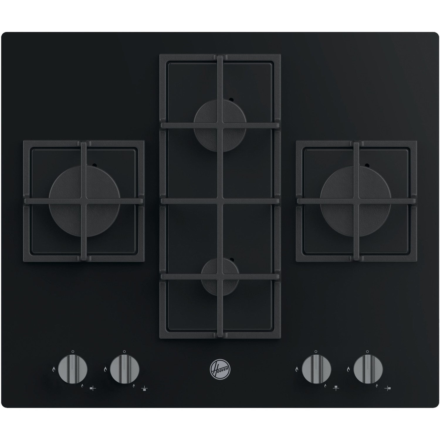 Hoover HVG6DK3B 60cm Gas on Glass 4 Burner Gas Hob - Black