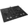 Refurbished Hoover HVG6DK3B H-HOB 300 60cm 4 Burner Gas Hob With Cast Iron Pan Stands Black Glass