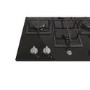 Refurbished Hoover HVG6DK3B H-HOB 300 60cm 4 Burner Gas Hob With Cast Iron Pan Stands Black Glass