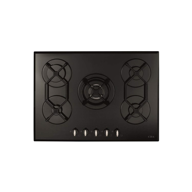 GRADE A2 - CDA HVG720BL 70cm Five Burner Gas-on-glass Hob Black