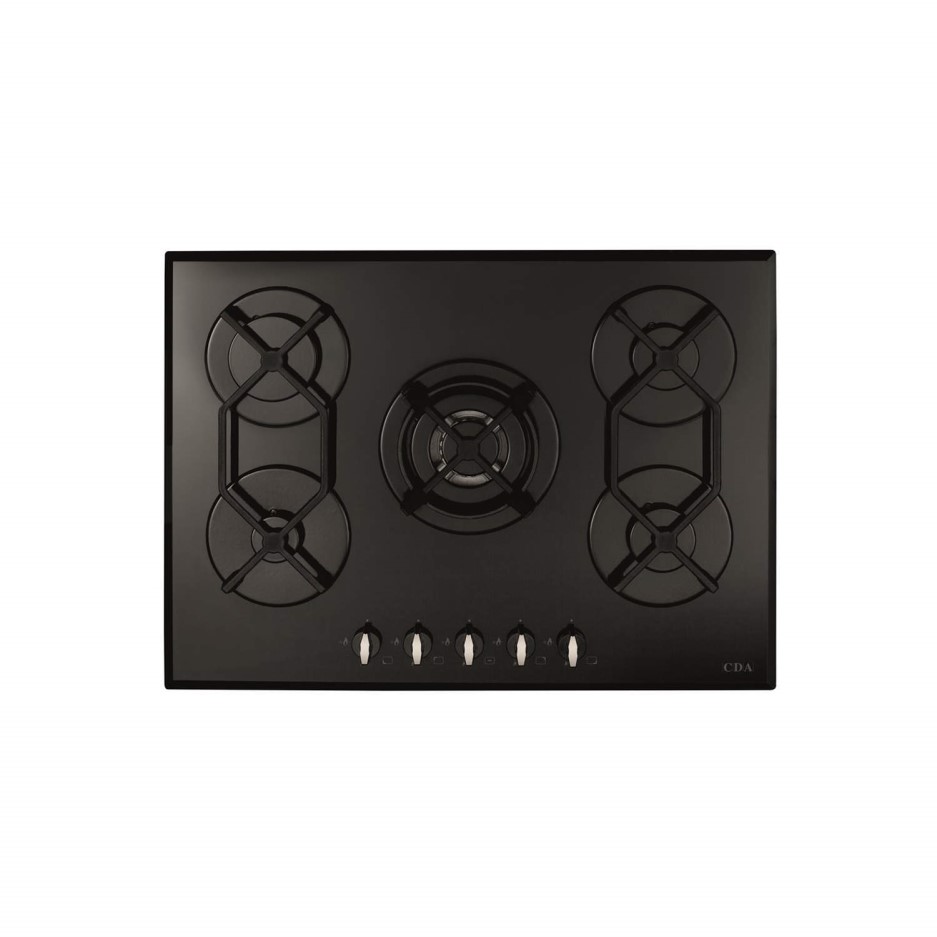 CDA HVG720BL 70cm Five Burner Gasonglass Hob Black Appliances Direct